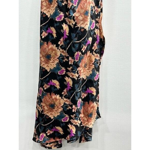 Astr The Label Womens Gaia Maxi Slip Dress Floral Satin Black Front Slit Size M‎ - Picture 7 of 14